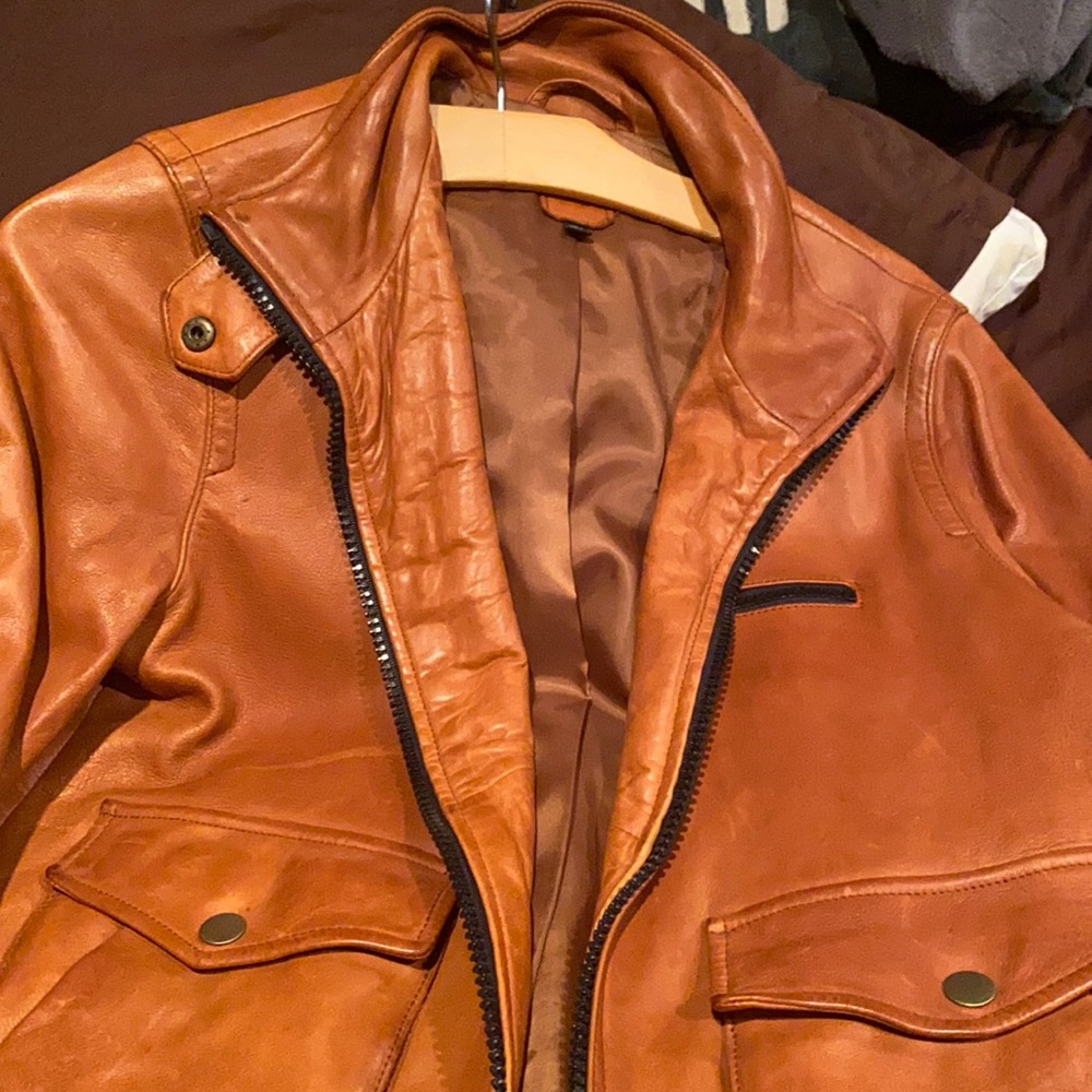 Gap leather jacket, Cognac colored leather in beautiful condition, size medium